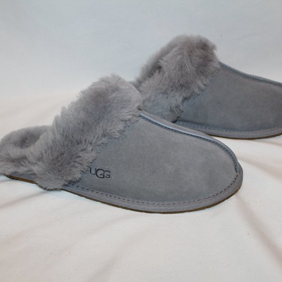 NIB UGG SCUFFETTE II WOMEN'S SUEDE SHEARLING LINED SLIP ON SLIPPERS GRAY - Picture 3 of 6